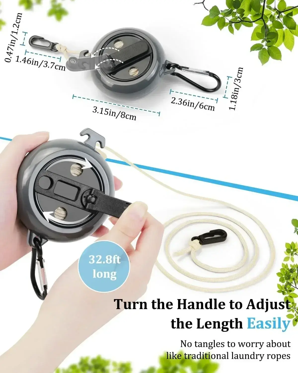 Portable Travel Clothesline,32.8ft Retractable Clothesline,Camping Clothes Line,for Hanging Clothes Outside, Indoor or Outdoor
