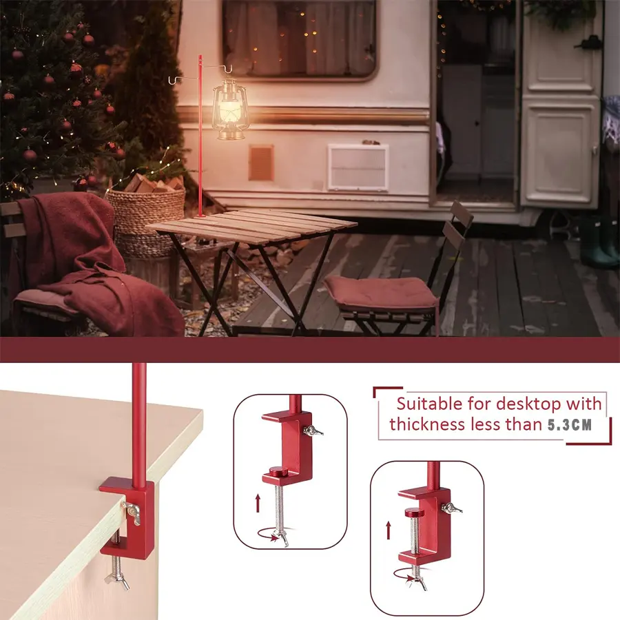 Collapsible Camping Lamp Pole,Adjustable Heights Lightweight Aluminum Alloy Outdoor Lantern Pole Hanger for Picnic,Hiking,Garden