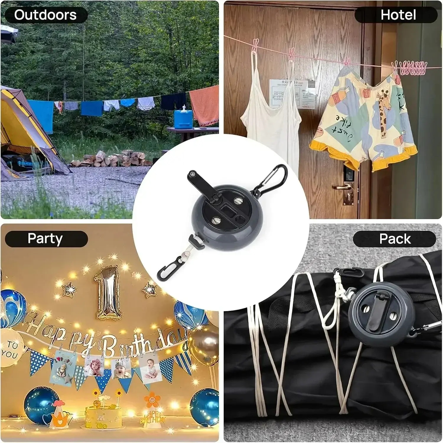 Portable Travel Clothesline,32.8ft Retractable Clothesline,Camping Clothes Line,for Hanging Clothes Outside, Indoor or Outdoor
