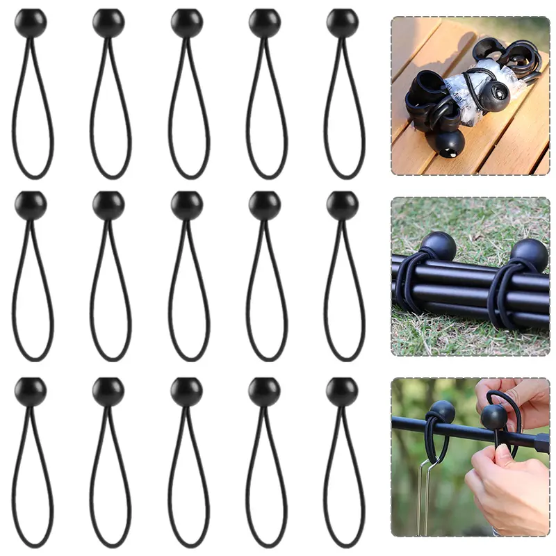 10pcs Ball Bungee Cords Camping Tent Tie downs for Outdoor Camping Cord Tie Awning Canopy Heavy Duty Bungee Cords