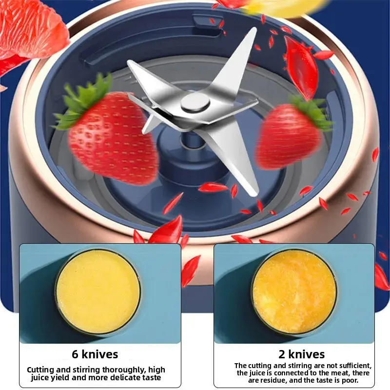 Portable Fruit Juice Blenders Summer Personal Electric Mini Bottle Home USB 6 Blades Juicer Cup Machine For Kitchen