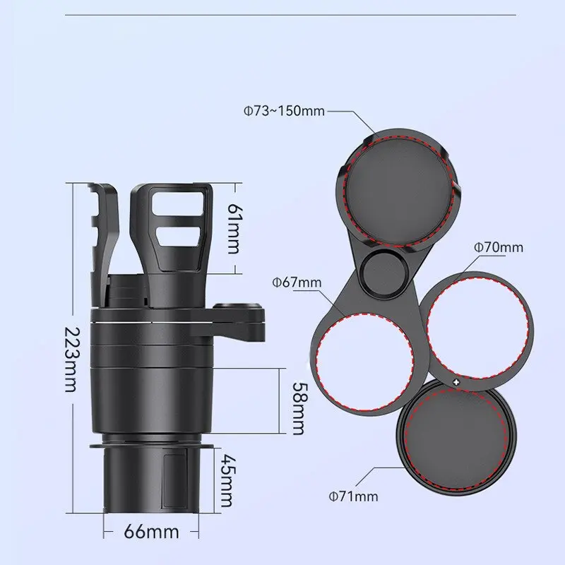 Car Multifunction Cup Holder 4 In 1 Adjustable Car Cup Holder Expander Adapter 360Degrees Rotating Car Cup Mount