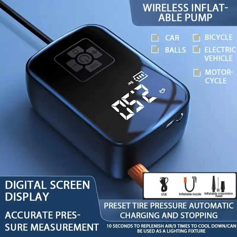 Car tire intelligent wireless car inflatable pump motorcycle bicycle electric vehicle portable air pump portable travel portable