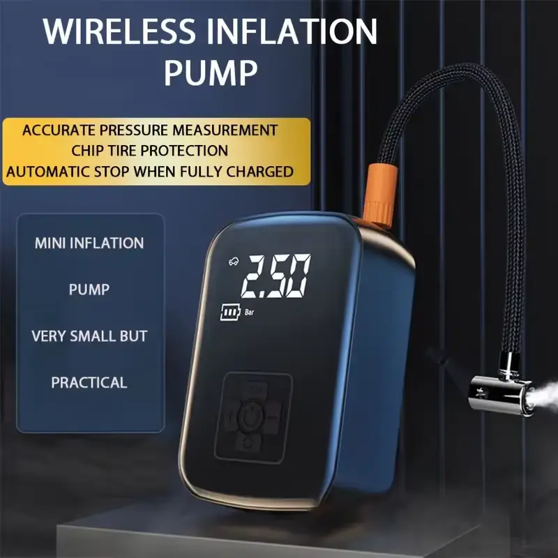Car tire intelligent wireless car inflatable pump motorcycle bicycle electric vehicle portable air pump portable travel portable