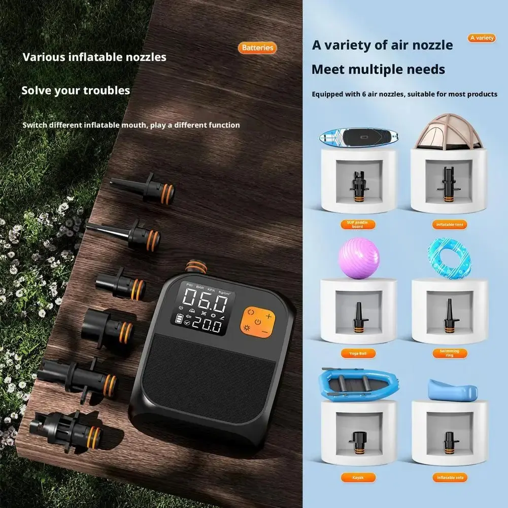 EAFC Electric Air Pump Wireless Air Pump 80W Wireless SUP Pump Tire Inflator Dual-Stage Battery Paddle Board Pump for Inflatable