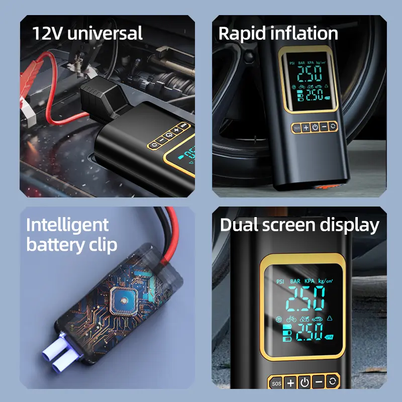 Car Wireless Air Pump Air Compressor Tire Ball Inflator Led Light Tire Inflator 150Psi Electric for Car Motorcycles Bicycles