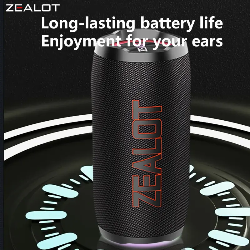 ZEALOT S76 50W Wireless Speakers, Outdoor Portable Subwoofer Speaker, IPX 5, Hifi Sound quality, RGB light, Long Battery Life.