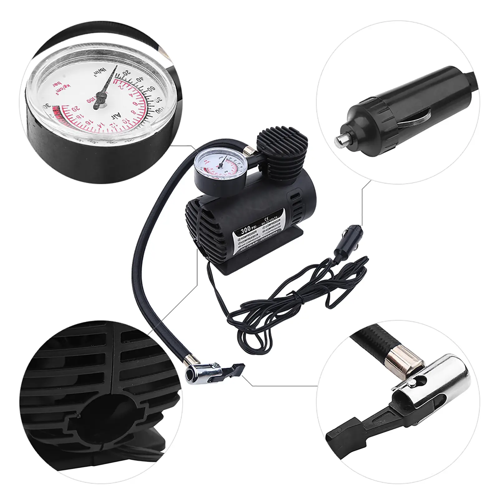 Air Compressor Air Compressor Portable Air Compressor Portable  Air Compressor  Tire Infaltor Pump 12 Volt 300 PSI