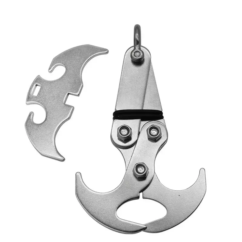 Stainless Steel Outdoor Climbing Hook Gravity Hook Survival Folding Escapement Hook Rock Climbing Heavy Claw Flying Tiger Hook