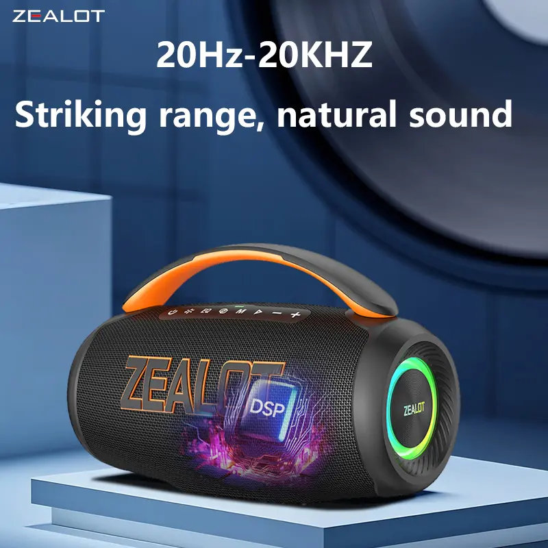 Zealot P12 60W Wireless Speakers, Outdoor Portable Subwoofer Speaker ,Dual Pairing,8000mAh Battery, For Home, Car, Outdoor.