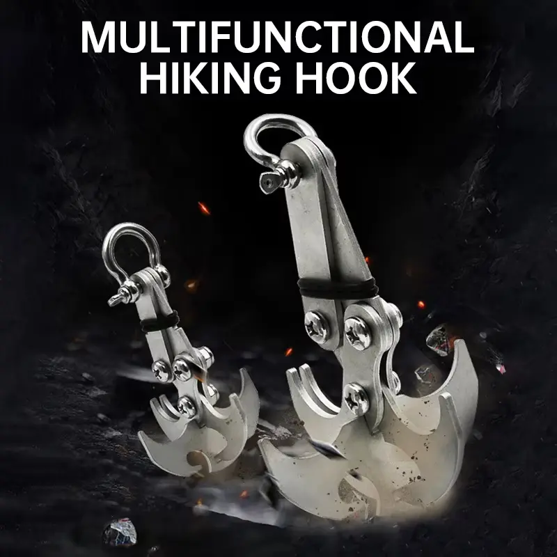 Stainless Steel Outdoor Climbing Hook Gravity Hook Survival Folding Escapement Hook Rock Climbing Heavy Claw Flying Tiger Hook