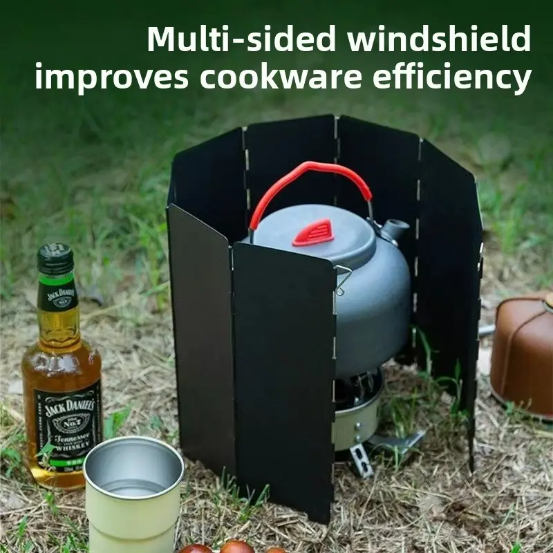 Stove Windshield Folding Structure 10 Plates Camping Supplies Wind Deflectors Stove Picnic Cooking Burner Windproof Screen