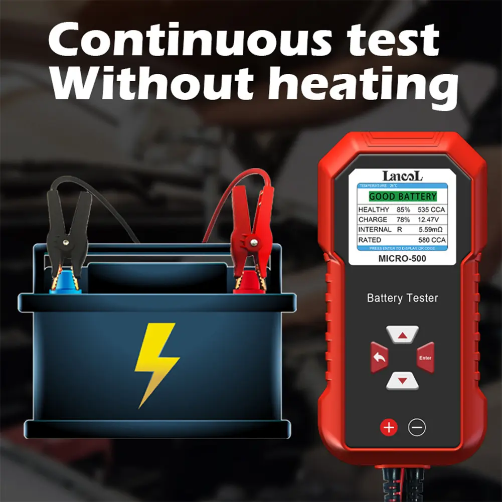 12V 24V Battery Tester LCD Display Battery Capacity Tester Professional Battery Life Tester Stored As QR Code for Car Motorcycle
