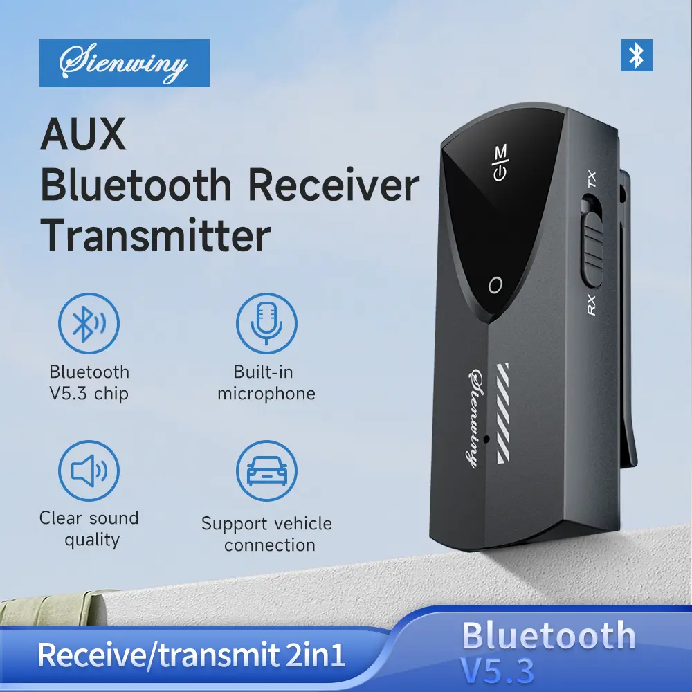 S2 Mini Bluetooth 5.3 Transmitter Receiver AUX 2-in-1 aptX Low Latency 8H Play For Car/TV/PC Wireless Audio Adapter