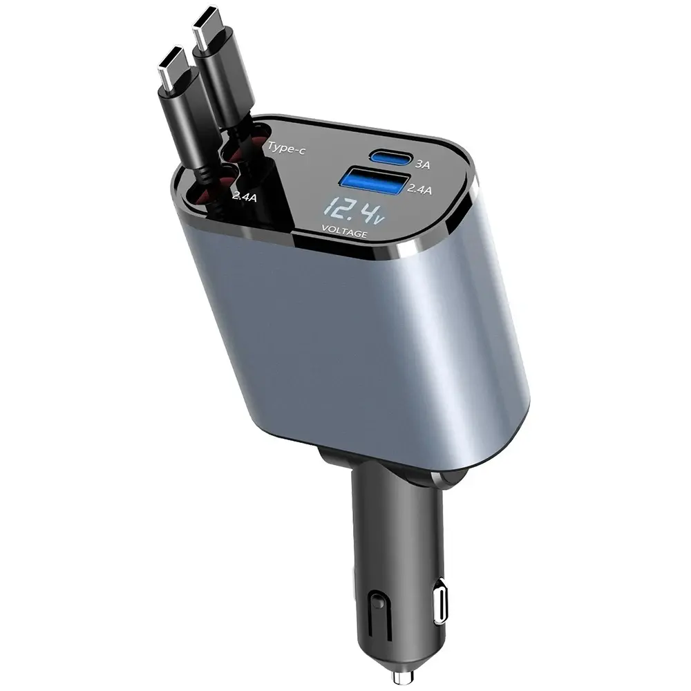 Universal 120W Car Charger, Super Fast Charging, Expandable 3-in-1 Auto Charger, Versatile and High-Speed