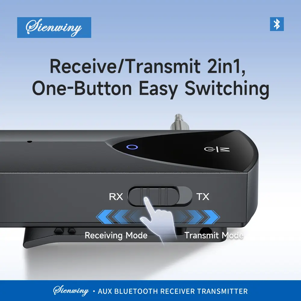 S2 Mini Bluetooth 5.3 Transmitter Receiver AUX 2-in-1 aptX Low Latency 8H Play For Car/TV/PC Wireless Audio Adapter