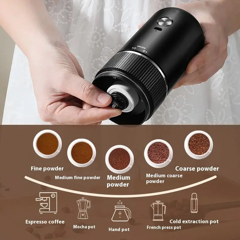 Portable Electric Coffee Grinder Adjustable Grinding Thickness Ceramic Core Rechargeable, Easy-to-Clean For Coffee Lovers