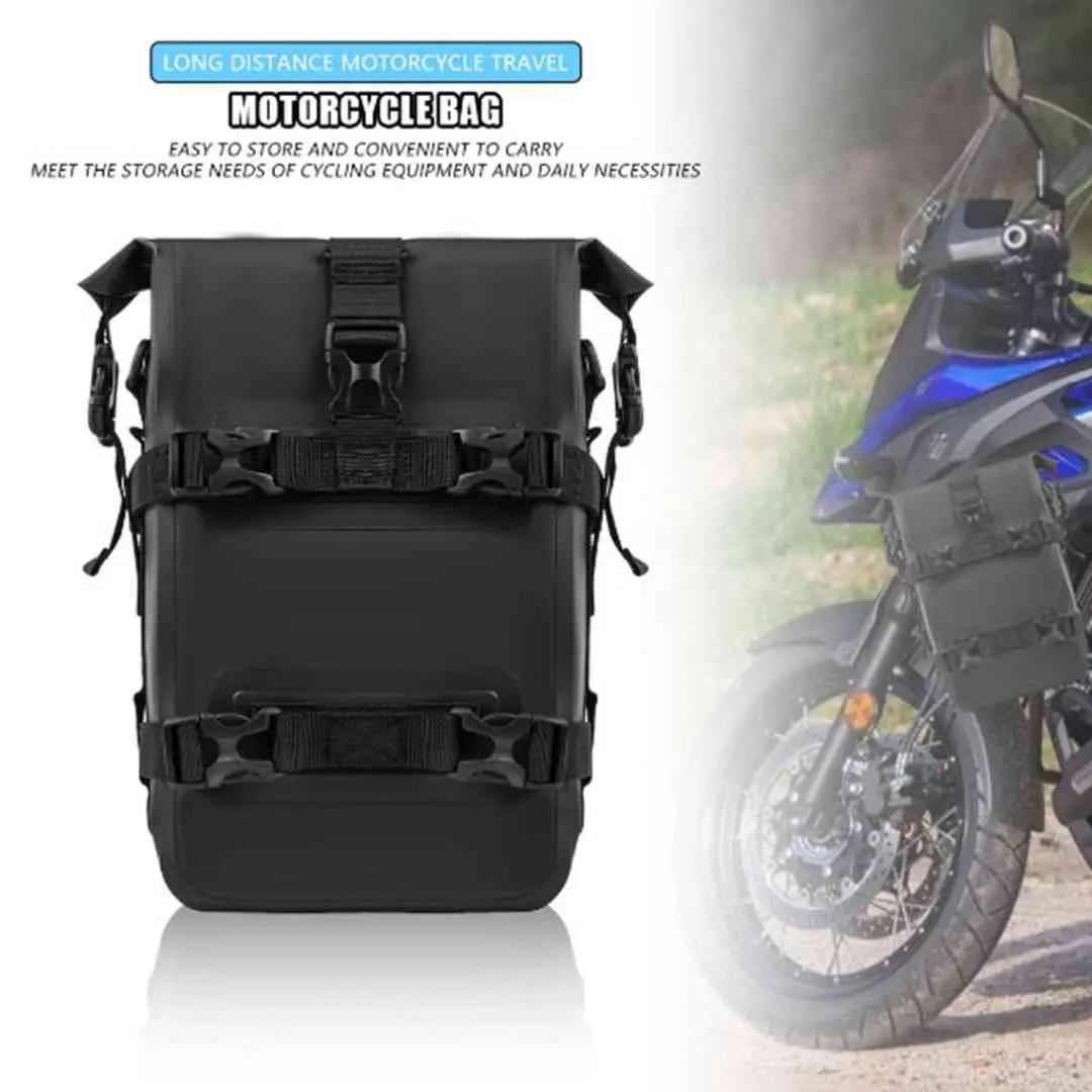 Motorcycle Crash Bar Bag – Waterproof Side Storage Pouch PVC Gear Tool Bag for Front Fork or Engine Guard