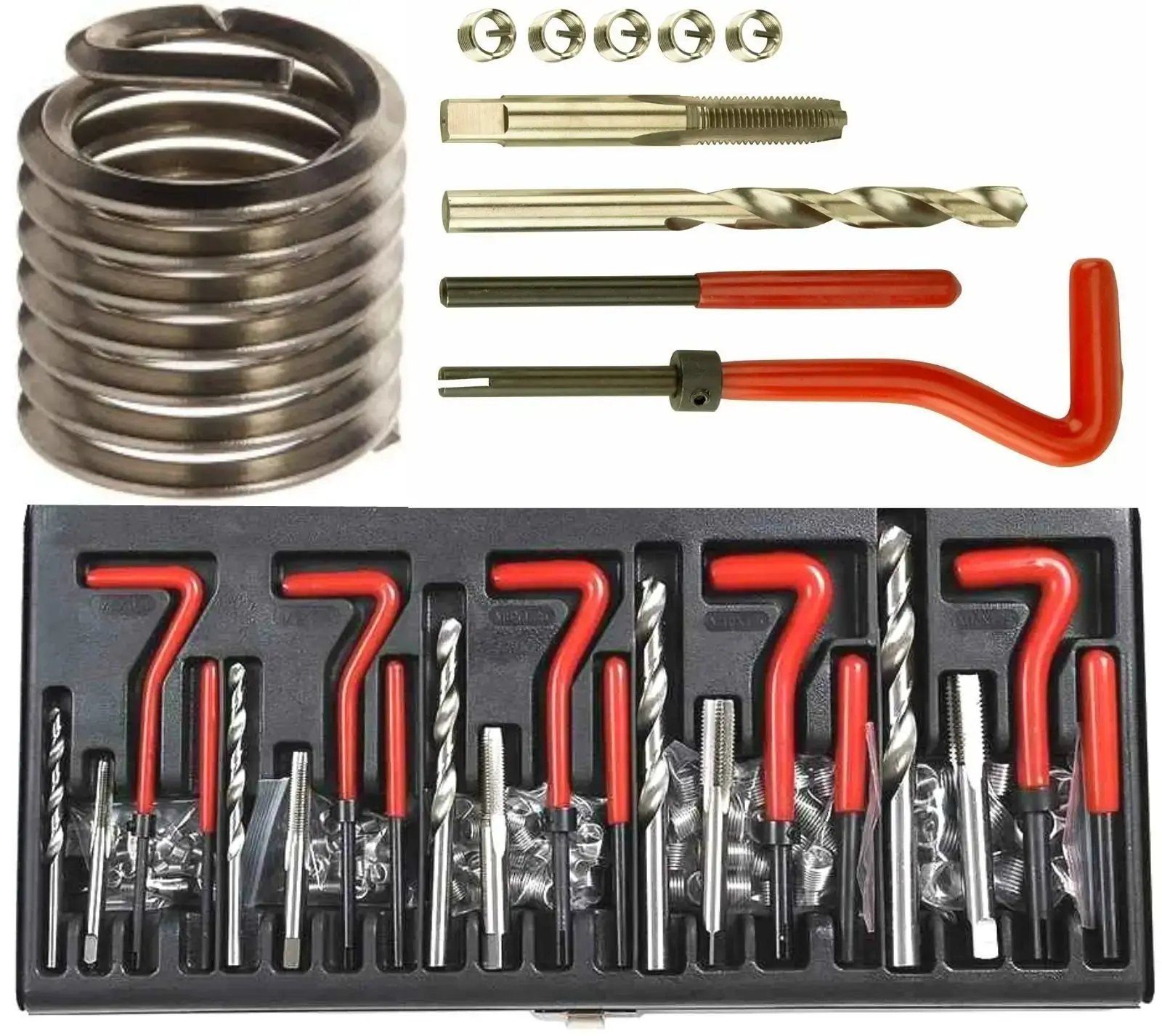 131-Piece Thread Repair Kit, Taps & Dies Set for Car & Auto Thread Restoration, High-Quality Thread Repair Tools