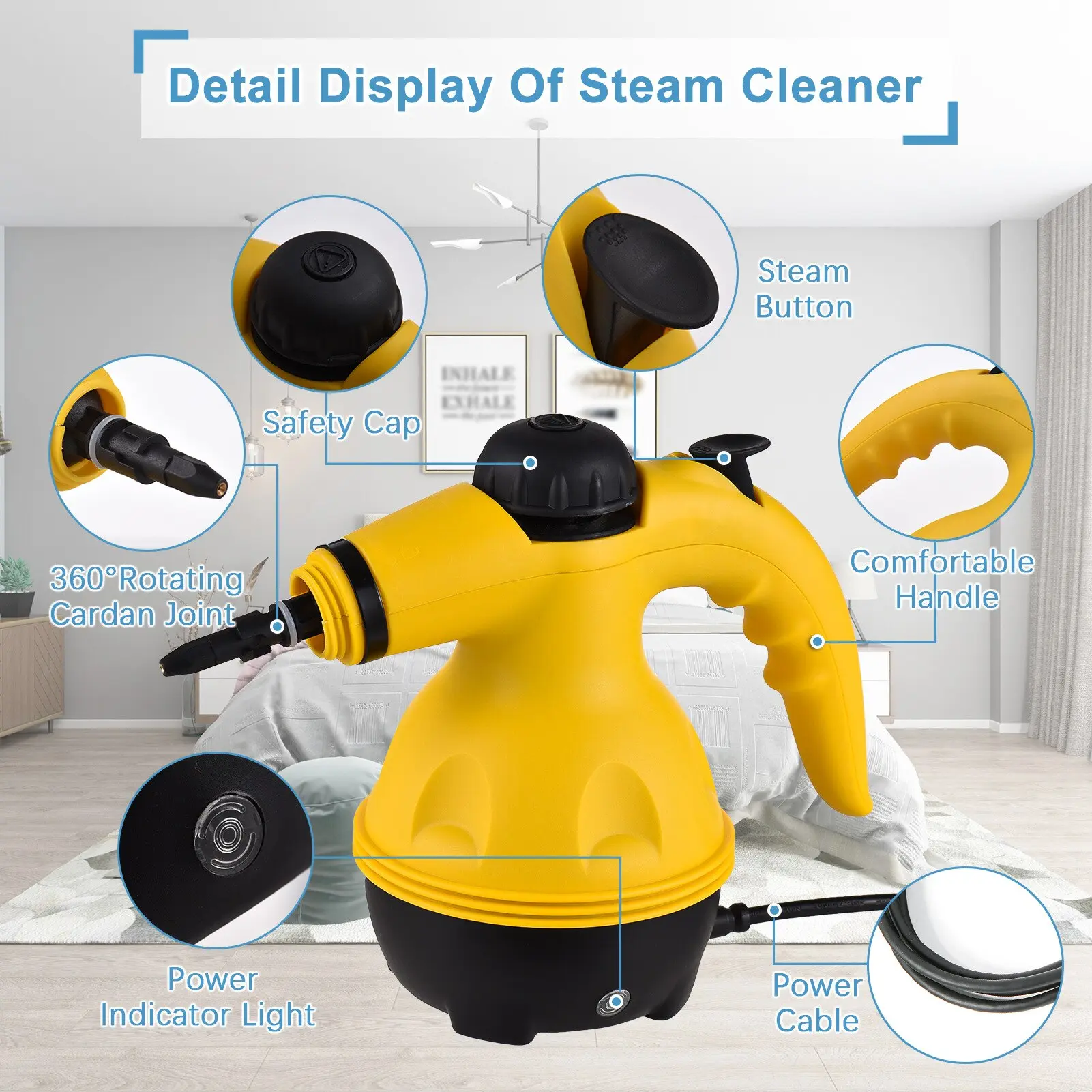1000W Handheld High Temperature Steam Cleaner For Home Kitchen/Car/Bathroom-Portable Deep Cleaning Machine ﻿