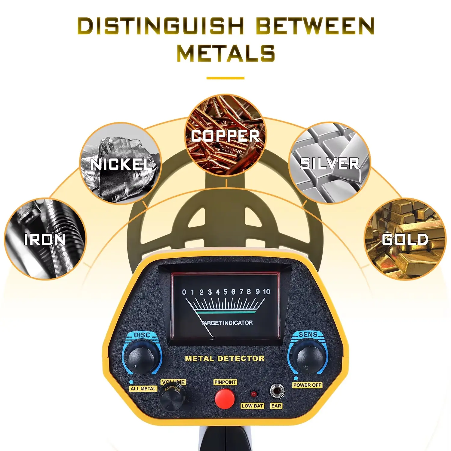 Lightweight Waterproof Metal Detector GTX5030Y – Adjustable Shaft, DISC Mode, Accurate Detection for Adults & Beginners
