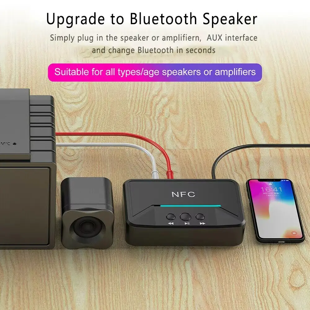 BT200 NFC Bluetooth 5.0 Audio Adapter With RCA AUX USB Output HiFi Wireless Receiver For Amplifier/Speaker