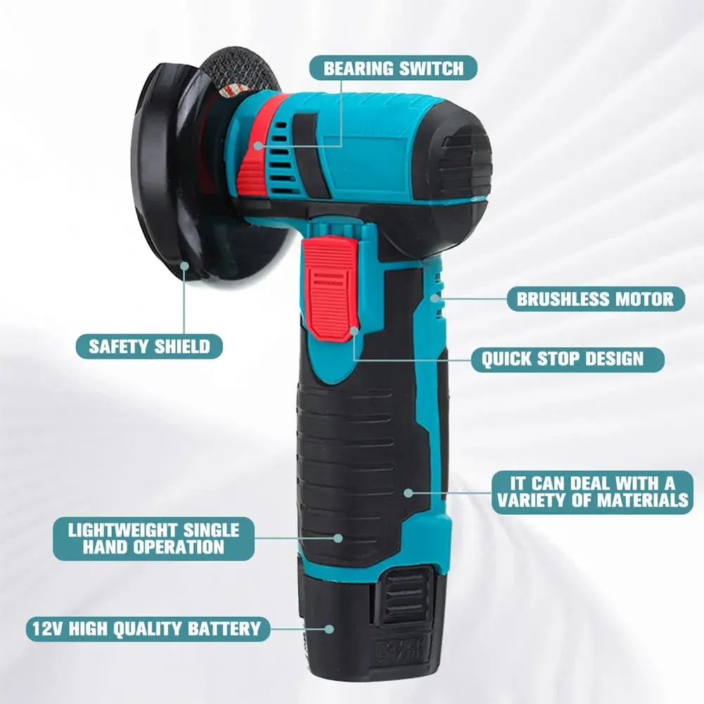 Mini Handheld Electric Grinder - Cordless Lithium Battery Angle Grinder, Polisher & Cutter, Rechargeable Power Tool for Home