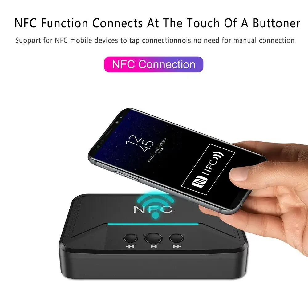 BT200 NFC Bluetooth 5.0 Audio Adapter With RCA AUX USB Output HiFi Wireless Receiver For Amplifier/Speaker
