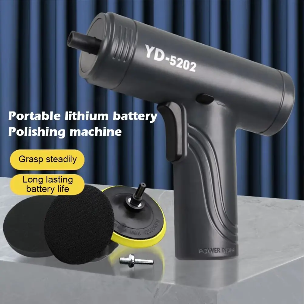 Portable Cordless Car Polisher 1500mAh Rechargeable Handheld Buffer for Auto Waxing and Cleaning