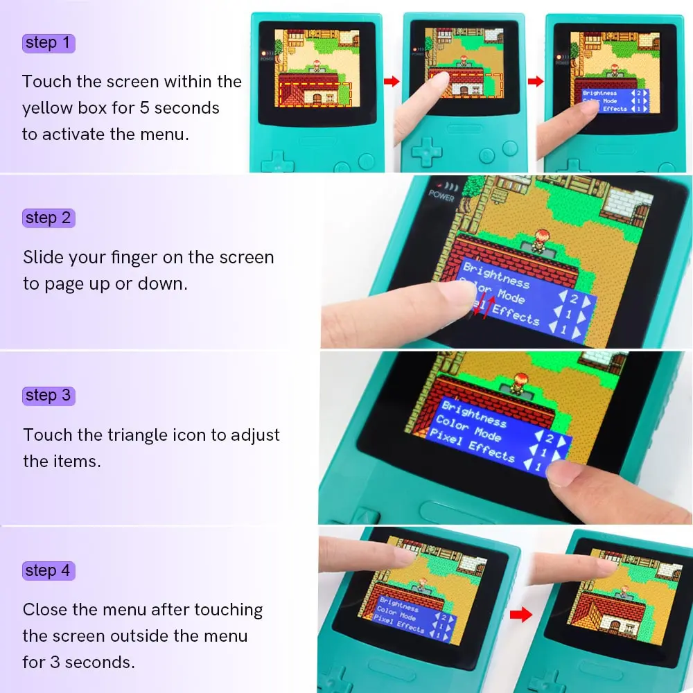 For GBC OLED Touch Laminated AMOLED Larger Screen Drop in RETRO PIXEL Screen Easy Install For GBC GameBoy Color With Shell