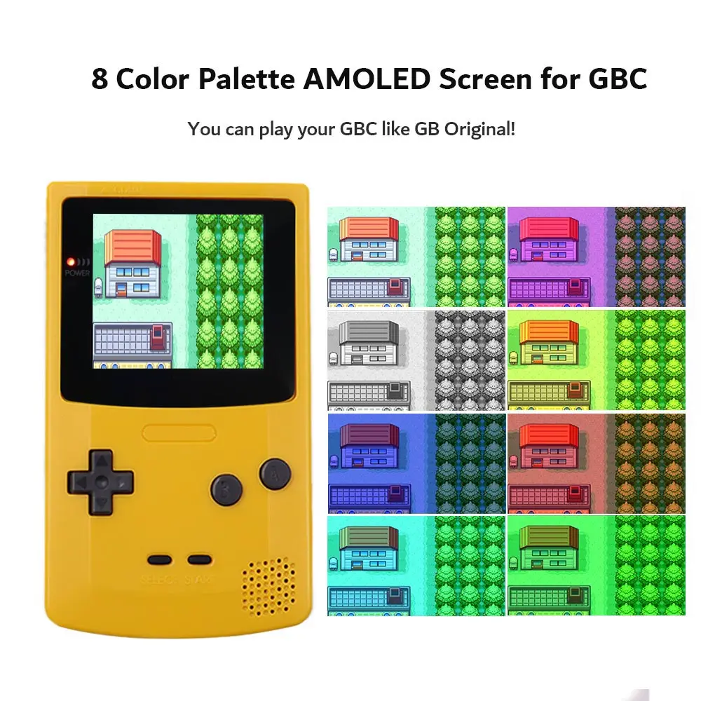 For GBC OLED Touch Laminated AMOLED Larger Screen Drop in RETRO PIXEL Screen Easy Install For GBC GameBoy Color With Shell