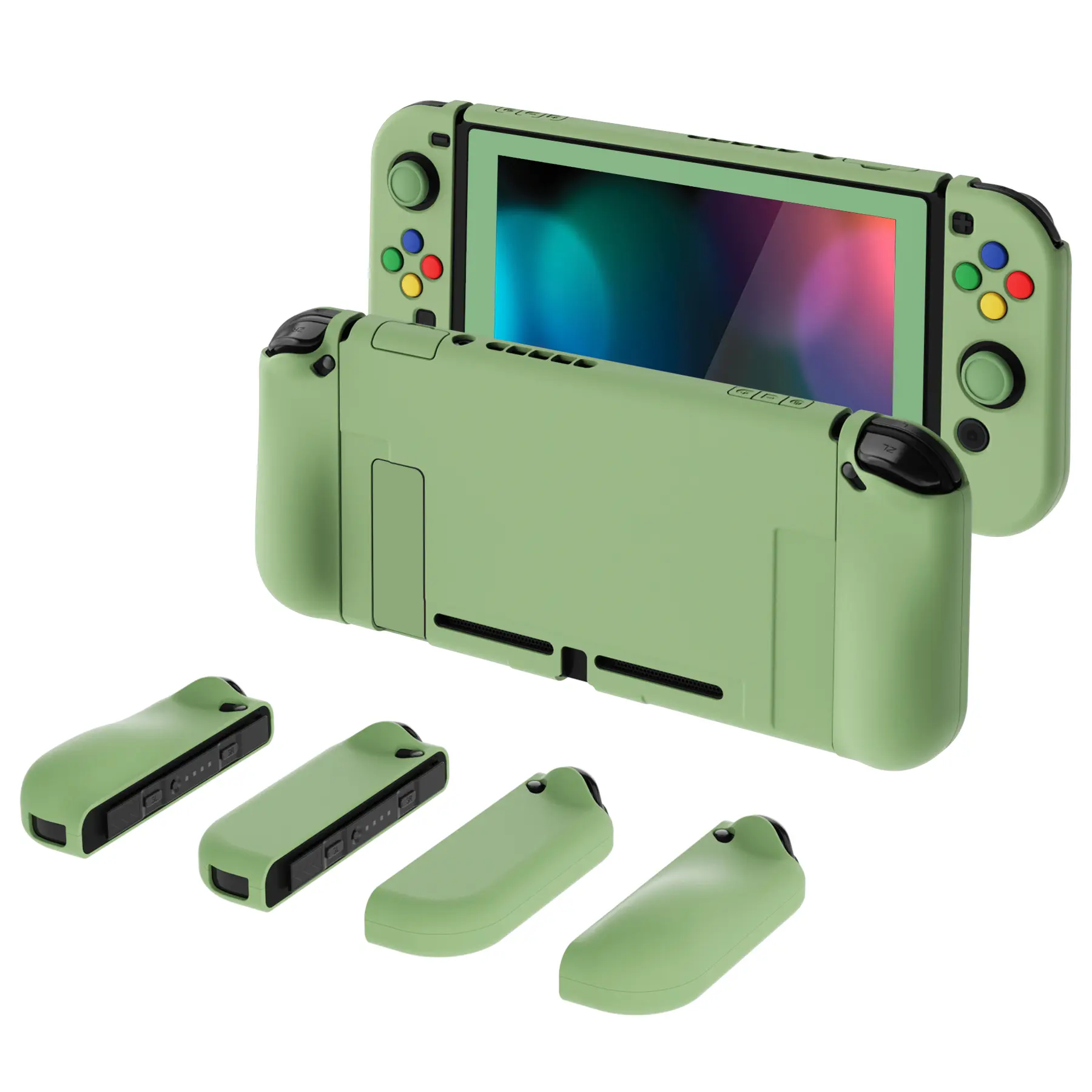 PlayVital AlterGrips Dockable Protective Case Ergonomic Grip Case Shell for Nintendo Switch with Matching Screen Protector