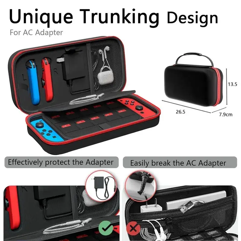 Carrying Case for Switch OLED  Suitable for Joycon and AC Adapter Portable Hard Shell Bag  Portable Travel Bag