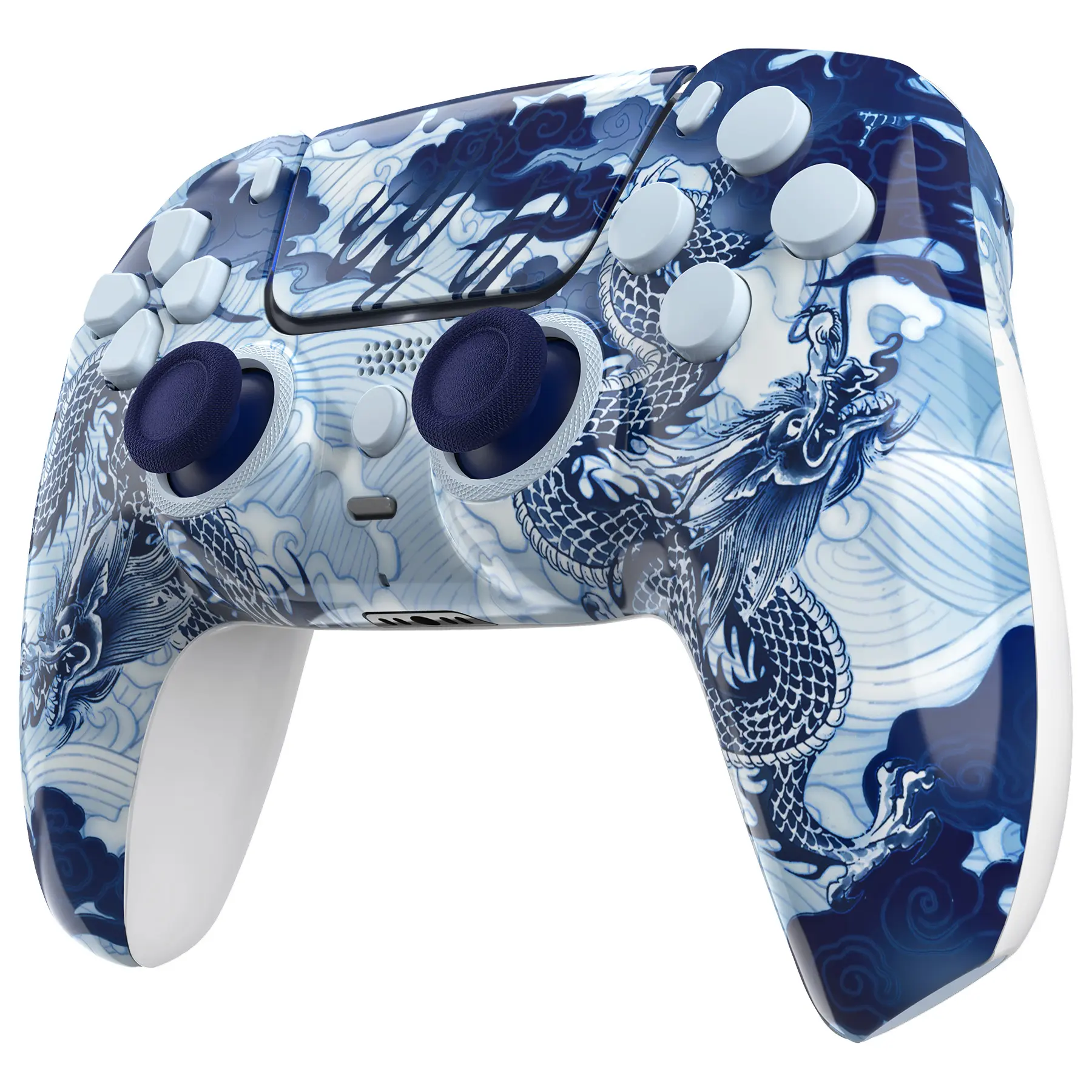 eXtremeRate Luna Redesigned Full Set Housing Shell Buttons Touchpad Cover for ps5 Controller BDM-030/040/050 - Porcelain Dragon