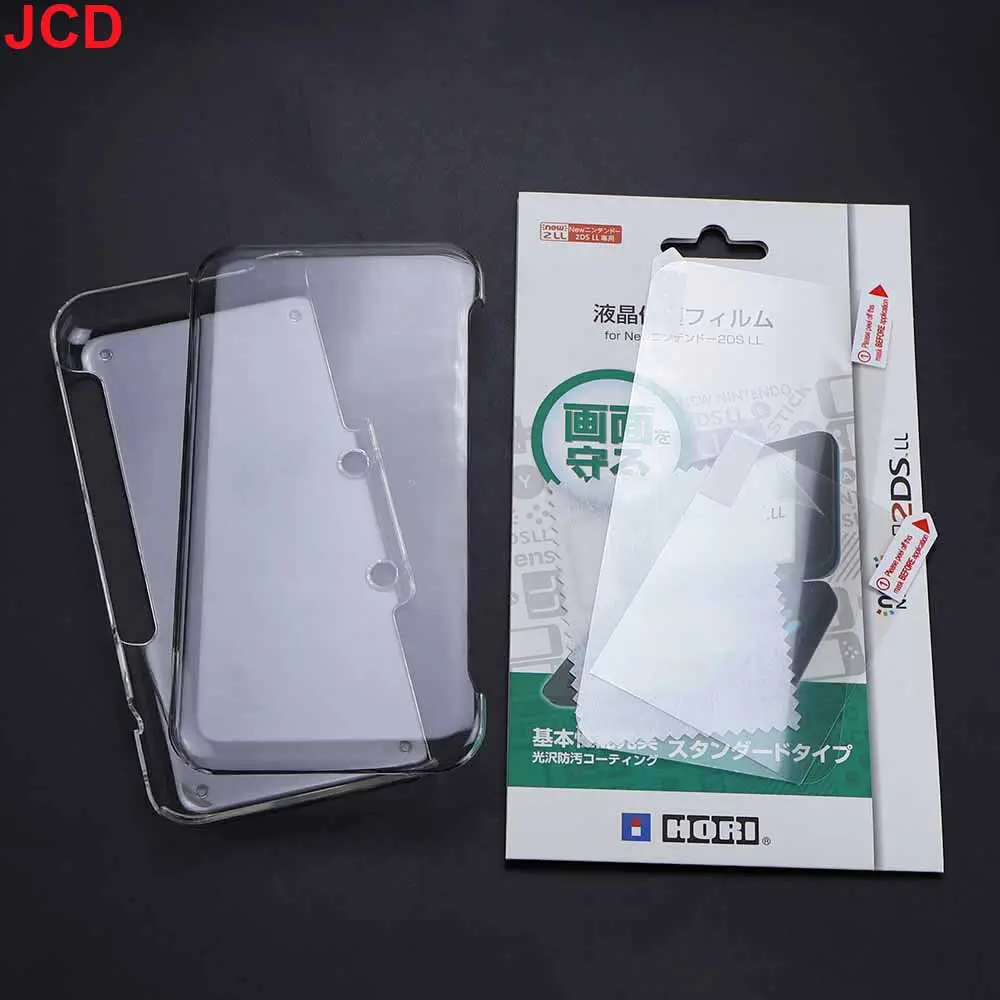 JCD 1set For New 3DS New 2DS 3DS XL LL Clear Split Shell Transparent Protective Cover Case Screen Film LCD Screen Protector