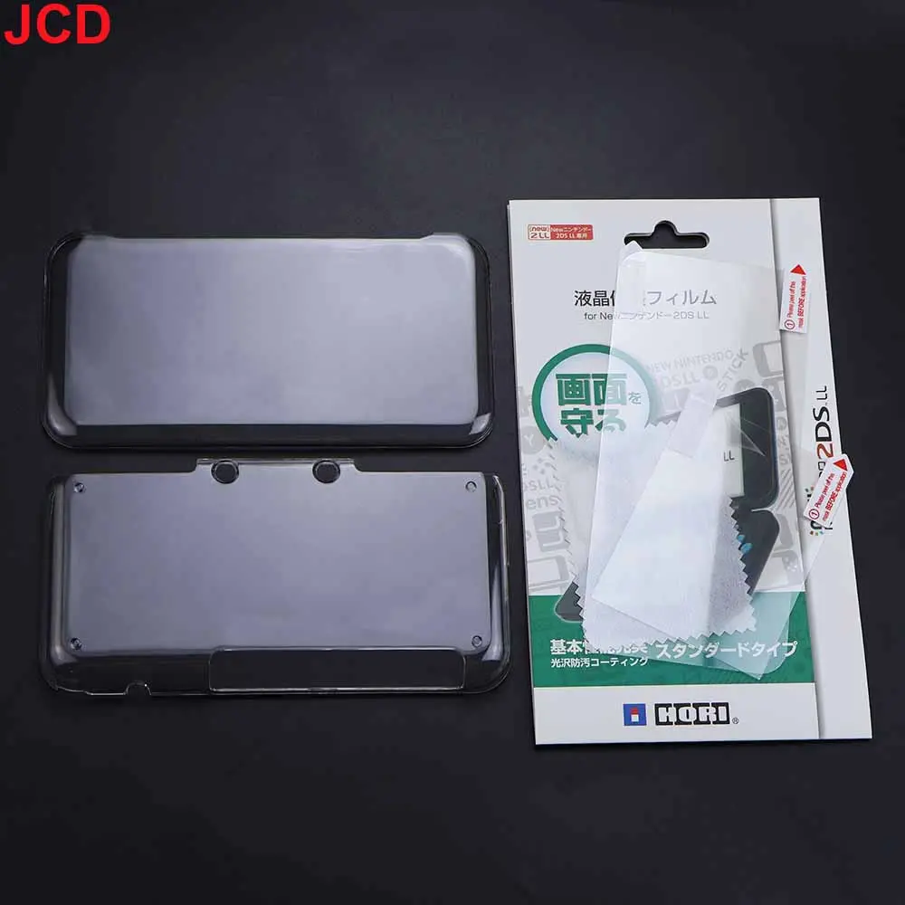 JCD 1set For New 3DS New 2DS 3DS XL LL Clear Split Shell Transparent Protective Cover Case Screen Film LCD Screen Protector