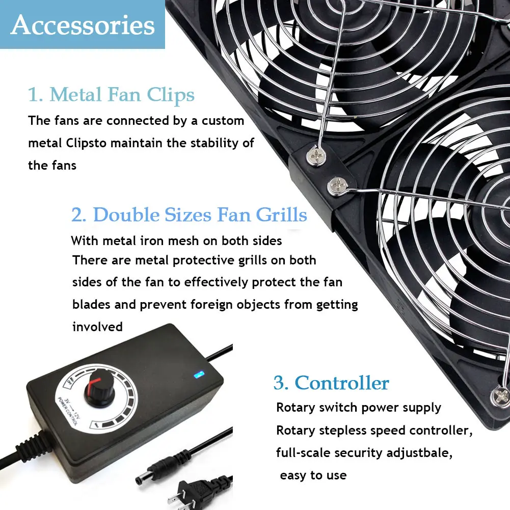 Gdstime 120mm Fan 12V 220V Dual Ball 12025 Ventilador Server Fan With Controller Btc Machine Workstation Cabinet Radiator Fan