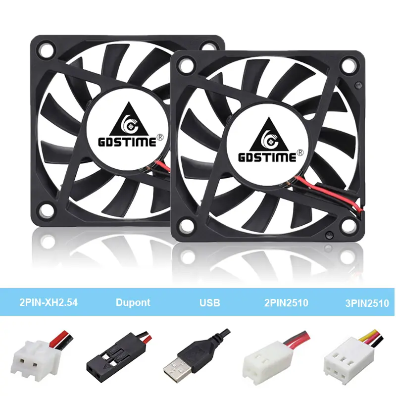 2 Pcs Gdstime 60mm 5V 12V 24V Volt 6cm 60x60x10mm Cooling Fan 6010 For Computer PC CPU Cooler USB 2PIN 3PIN Ball  Brushless Fan