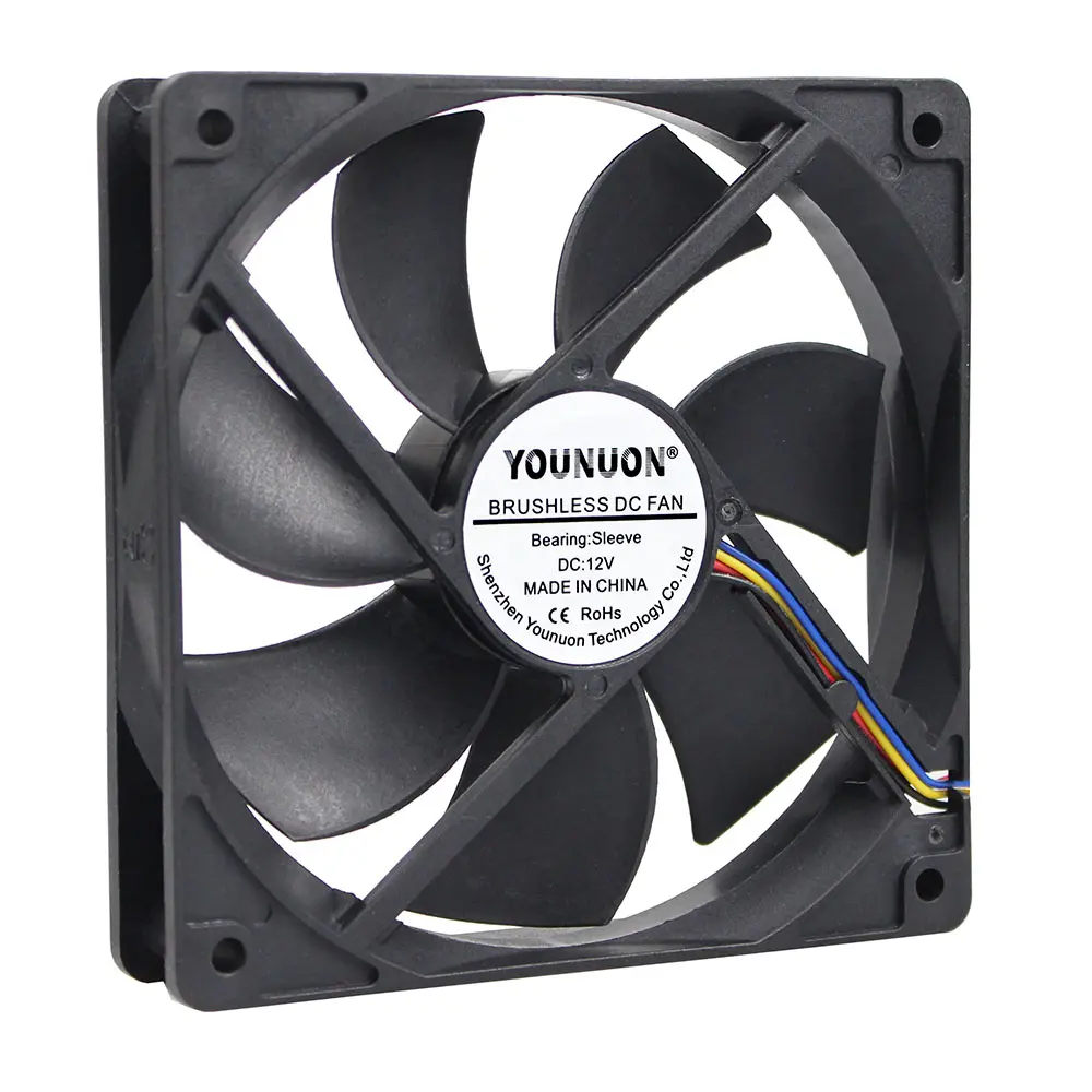 YOUNUON 12V 120mm 120x120x25mm  Sleeve Cooling Fan W/FG PWM Function PC CPU Computer Case Fan Industry Radiator Cooling Fan