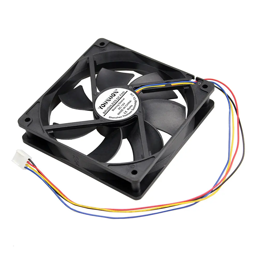 YOUNUON 12V 120mm 120x120x25mm  Sleeve Cooling Fan W/FG PWM Function PC CPU Computer Case Fan Industry Radiator Cooling Fan