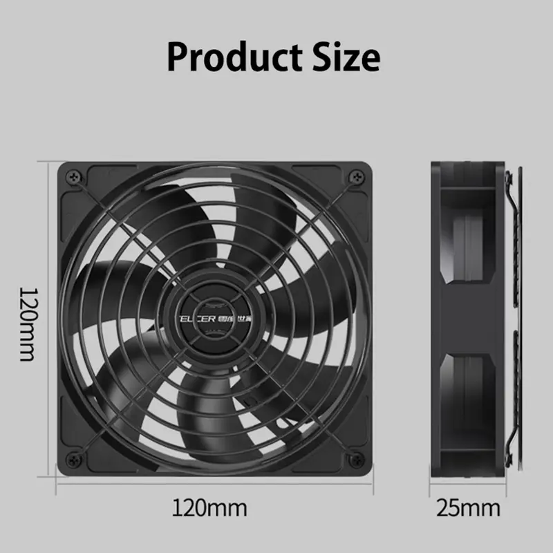 TEUCER High Speed 3000RPM 4 Pin 12cm Case Fan 120mm Case Cooling  Fans For PC BTC Mining Miner Chassis Fan Dual Ball Bearing