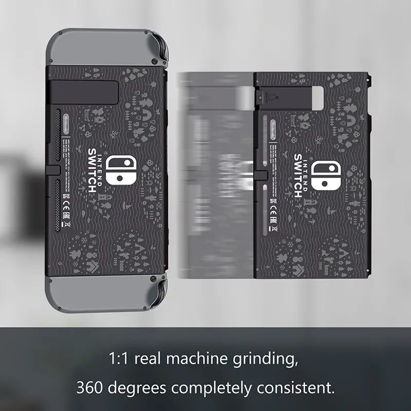 Black Rear Back Cover Replacement Housing Shell Case Bottom for Nintendo Switch Backplate with Frame