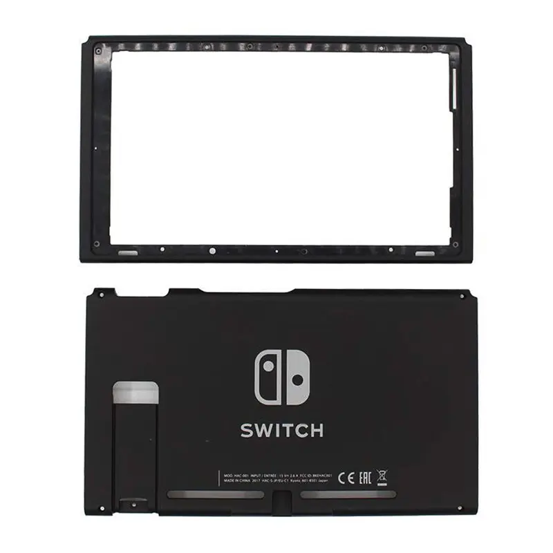 Black Rear Back Cover Replacement Housing Shell Case Bottom for Nintendo Switch Backplate with Frame