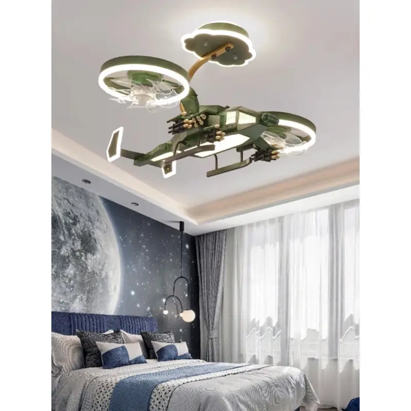 Smart Voice Control Airplane Ceiling Fan Light with Remote Oscillating LED Kids Room Fan Lamp for Boys Bedroom