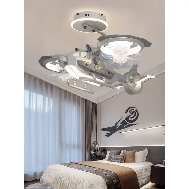 Smart Voice Control Airplane Ceiling Fan Light with Remote Oscillating LED Kids Room Fan Lamp for Boys Bedroom
