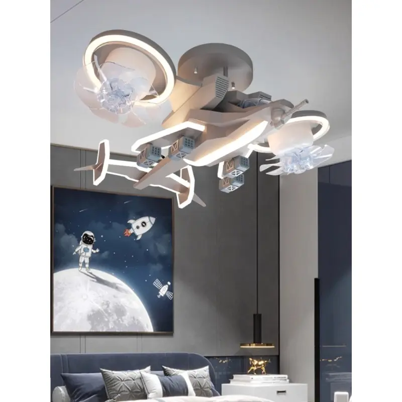Smart Voice Control Airplane Ceiling Fan Light with Remote Oscillating LED Kids Room Fan Lamp for Boys Bedroom