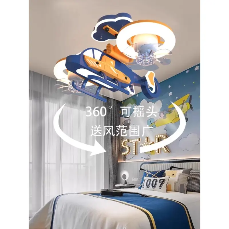 Smart Voice Control Airplane Ceiling Fan Light with Remote Oscillating LED Kids Room Fan Lamp for Boys Bedroom