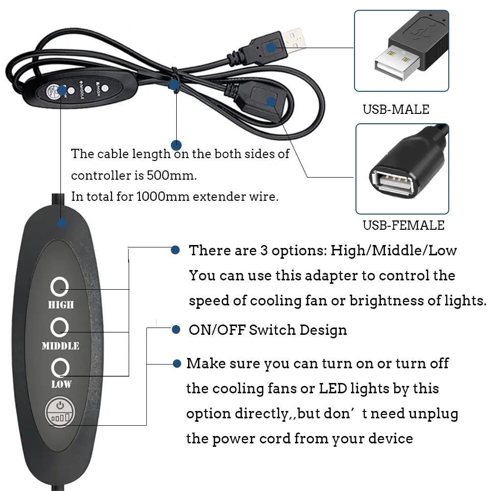 YOUNUON 5V USB Router FAN 80MM 92MM 120MM 140MM 240MM Cooler Fan For TV Box  PC With Speed Controller DIY Cabinet Server