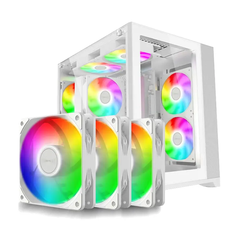 TEUCER AF-10 RGB Fan 3-in-1 800-1800RPM 4Pin PWM 3Pin ARGB Cooling Fans for PC Case and 360mm Water Cooled Radiators