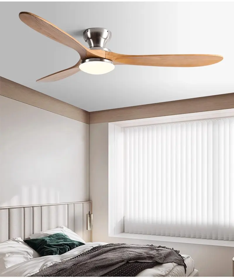 42/52/60inch Low Floor Ceiling Fan 3 wooden blade DC Motor Electric fan with Remote control for Living room dining room bedroom